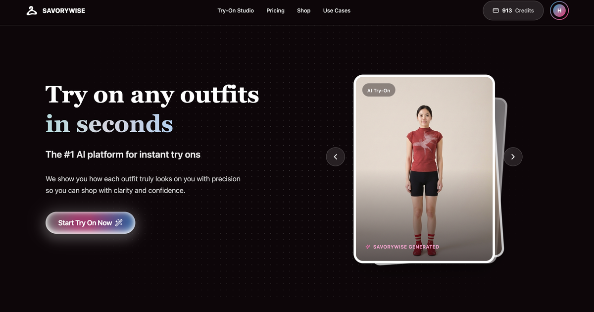 TryOnWise - AI Virtual Try-On Studio | Best AI Photo Tool | Generate AI ...